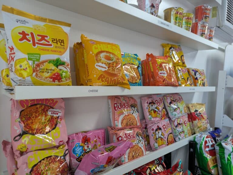 Shelves of imported Korean ramen